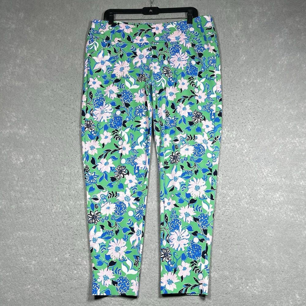 Lilly Pulitzer Luxletic Corso Pants 16 UPF 50+ Spearmint Golf Till You Drop